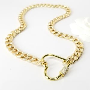 Heart Carabiner Lock Choker Necklace NEW